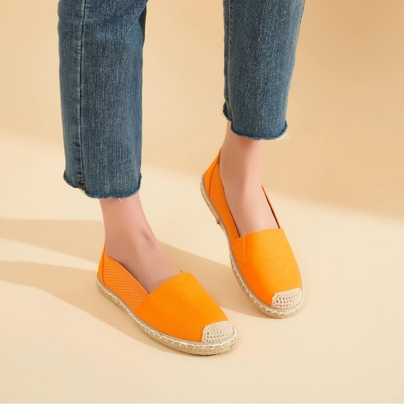 Eydram orange mesh espadrilles, soft flexible soles. Women's size 11. - Picture 12 of 12